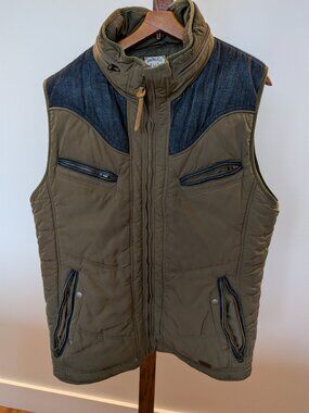 Diesel Quilted vest in Green and Denim M